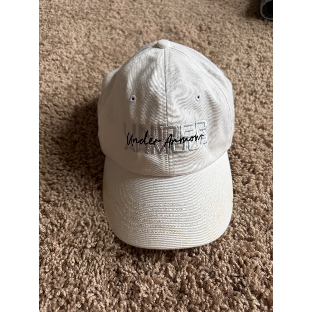 Under Armour Free Fit Adjustable Baseball Cap White Embroidered Logo Hat OSFA